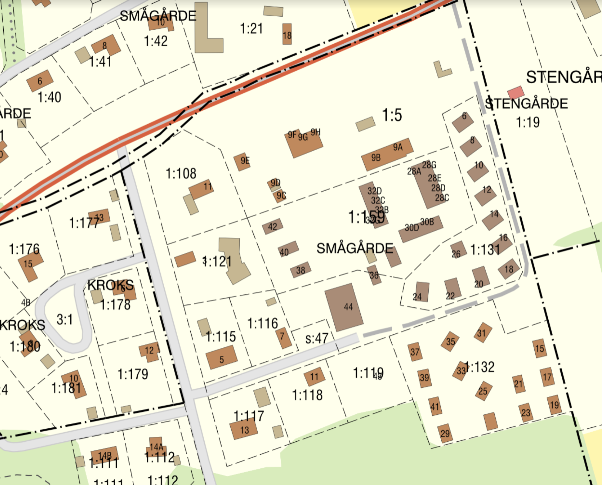 Karta över adresser i området